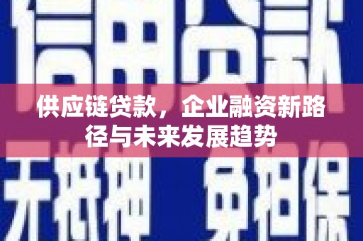 花地玛堂区供应链贷款，企业融资新路径与未来发展趋势