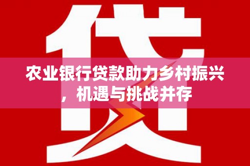 花地玛堂区农业银行贷款助力乡村振兴，机遇与挑战并存